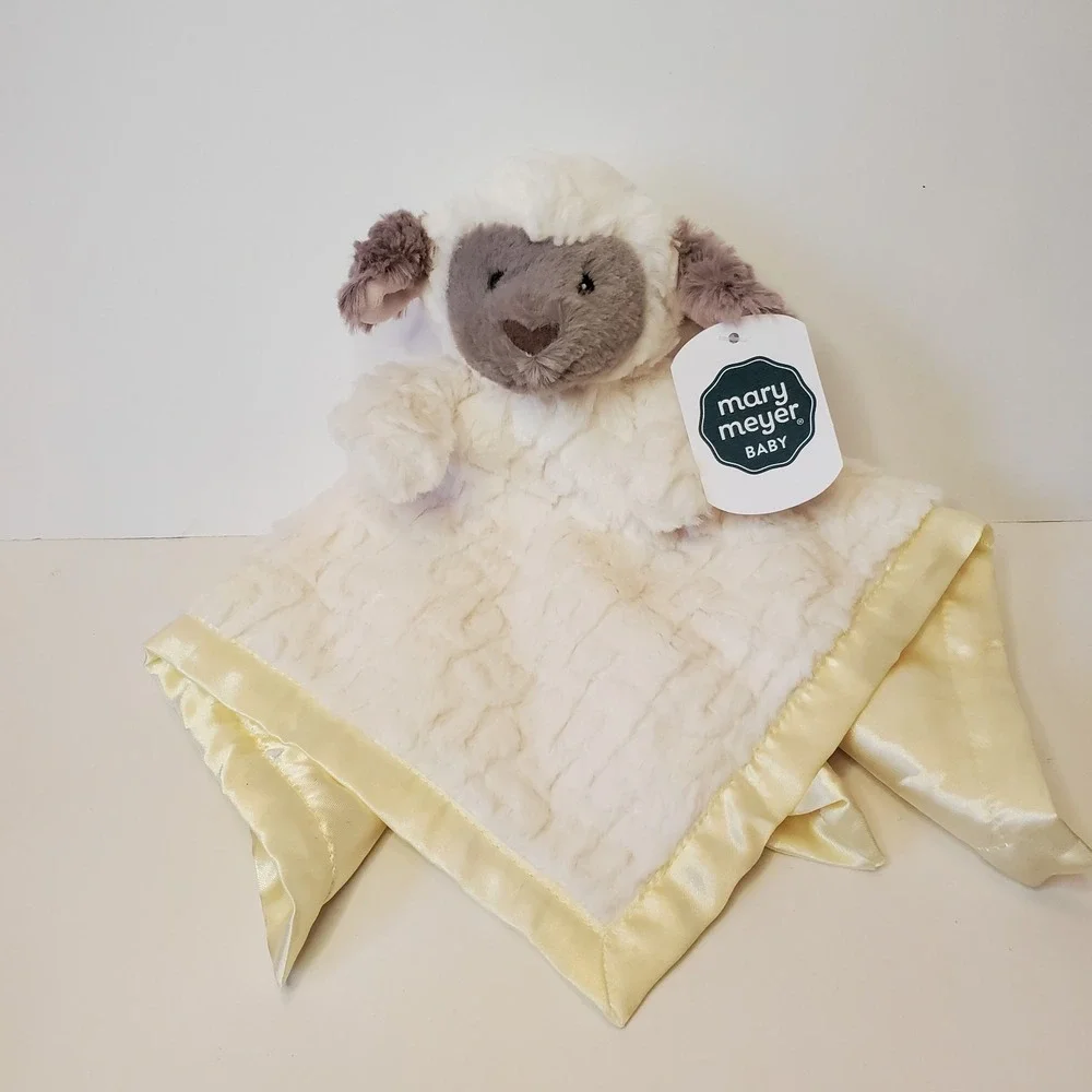 Mary Meyer Lamb Lovey Satin Plush Security Blanket‎ Lovey Yellow Nwt